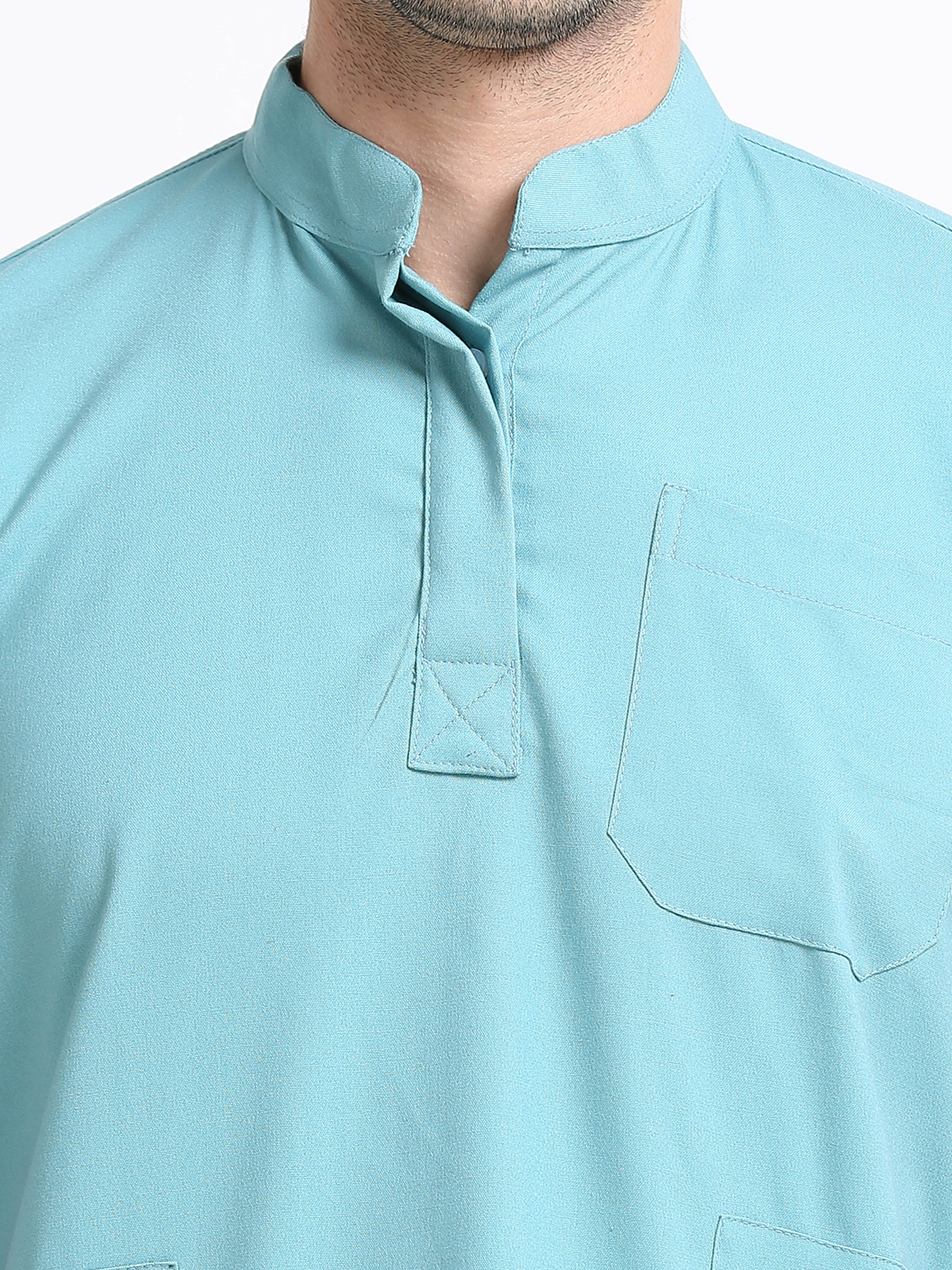 Men’s Eucalyptus Medical Scrub Set – Mandarin Collar (Chinese Collar) Top & Straight Pants | Wrinkle-Resistant – Eco Flex