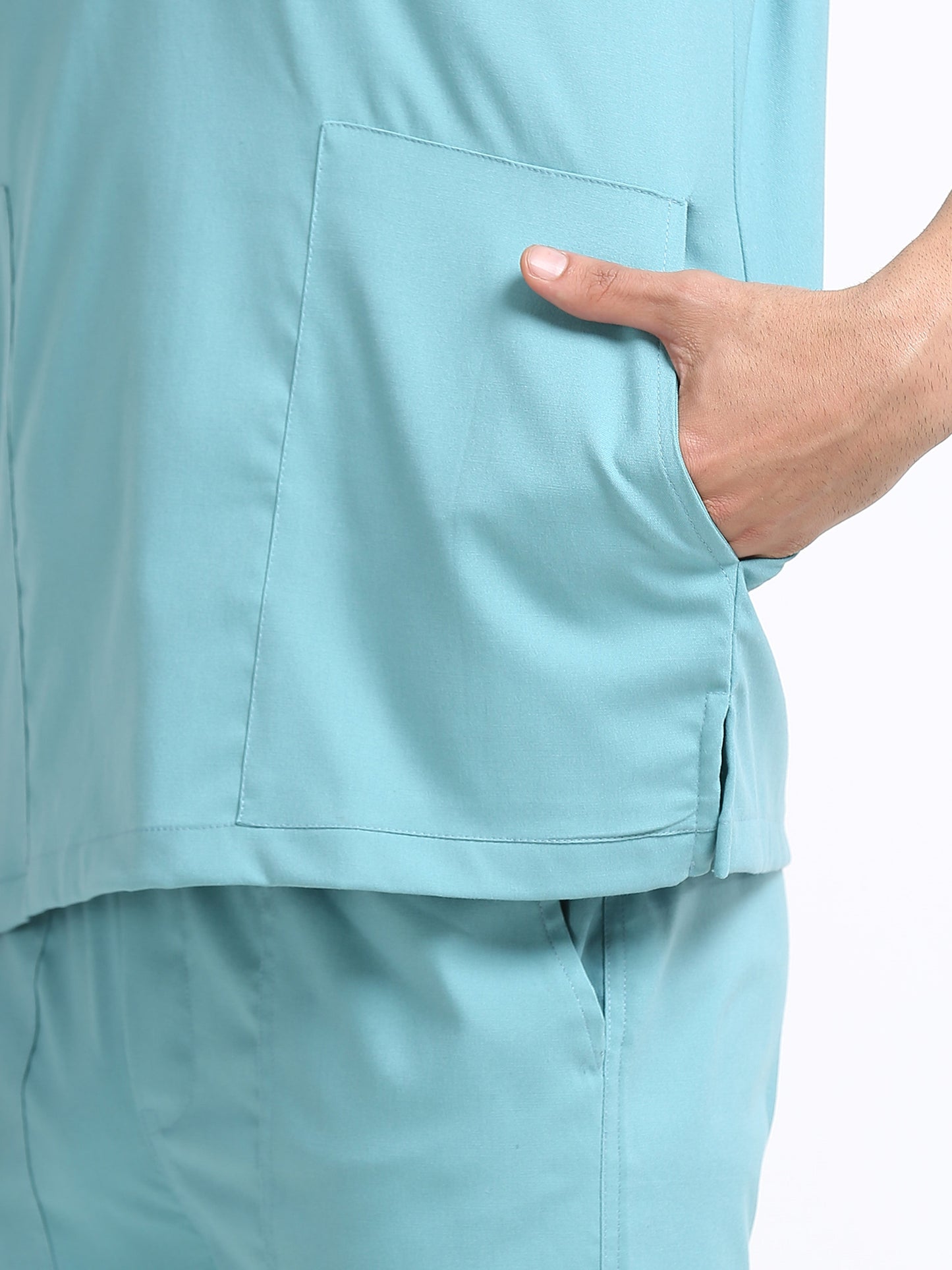 Men’s Eucalyptus Medical Scrub Set – Mandarin Collar (Chinese Collar) Top & Straight Pants | 2-Way Stretch, Antibacterial & Wrinkle-Resistant – Apollo