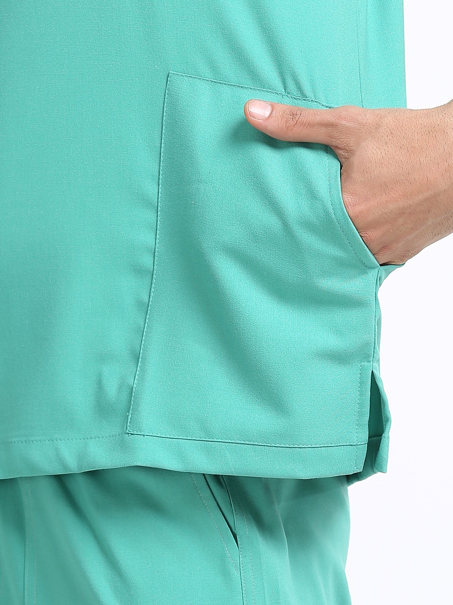 Men’s Sea Green Medical Scrub Set – Mandarin Collar (Chinese Collar) Top & Straight Pants | Wrinkle-Resistant – Eco Flex
