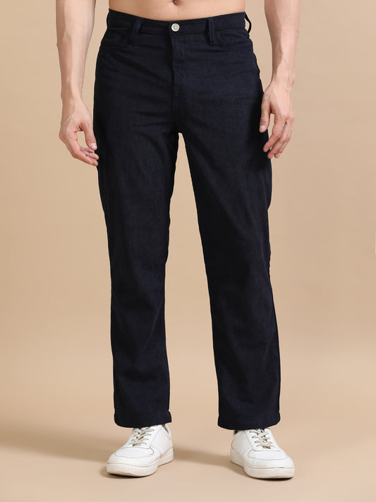 Plus Size Navy blue Corduroy Trousers