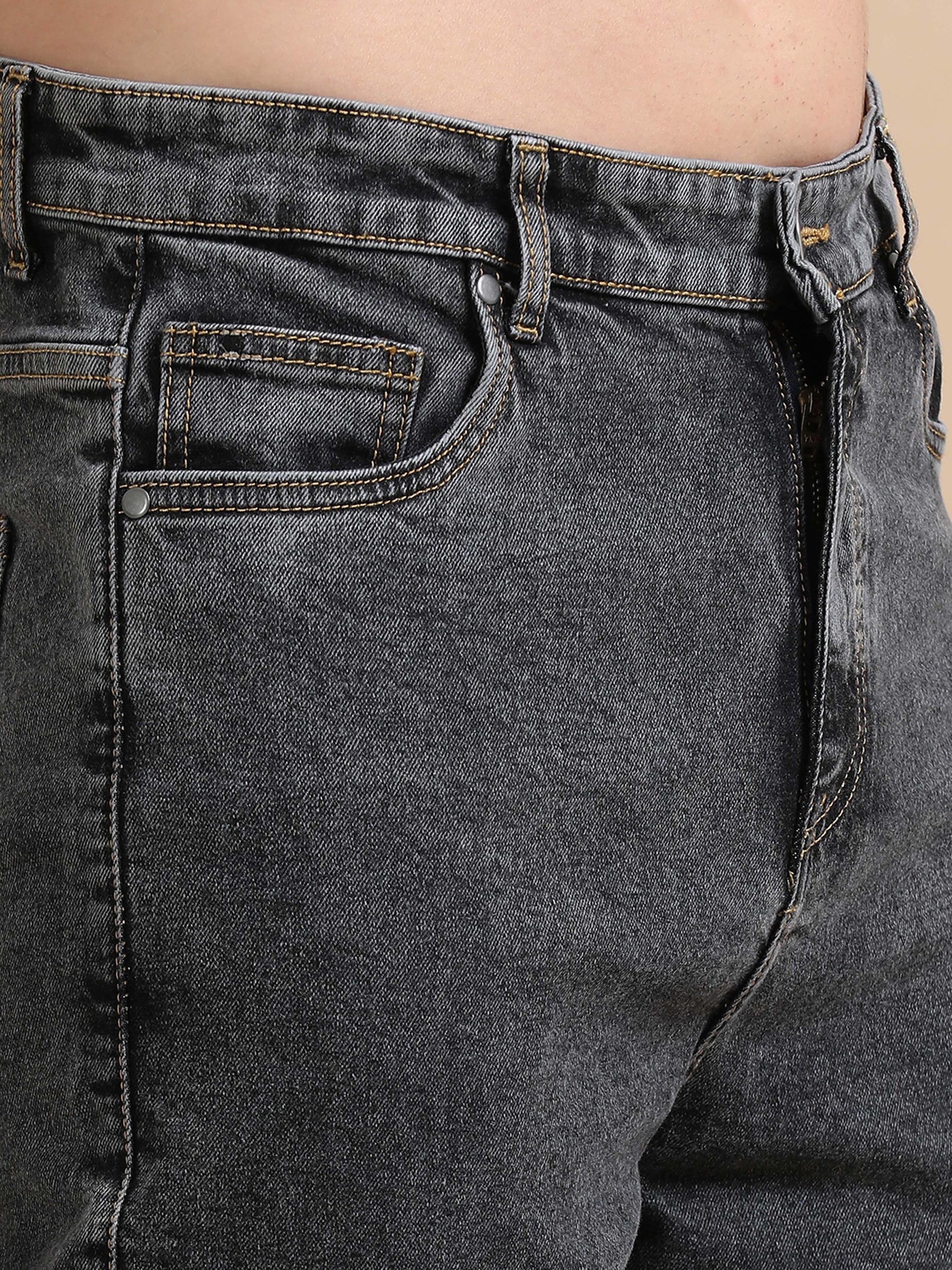 Plus Size Men Carbon Black Utility Denim Cargo Pant