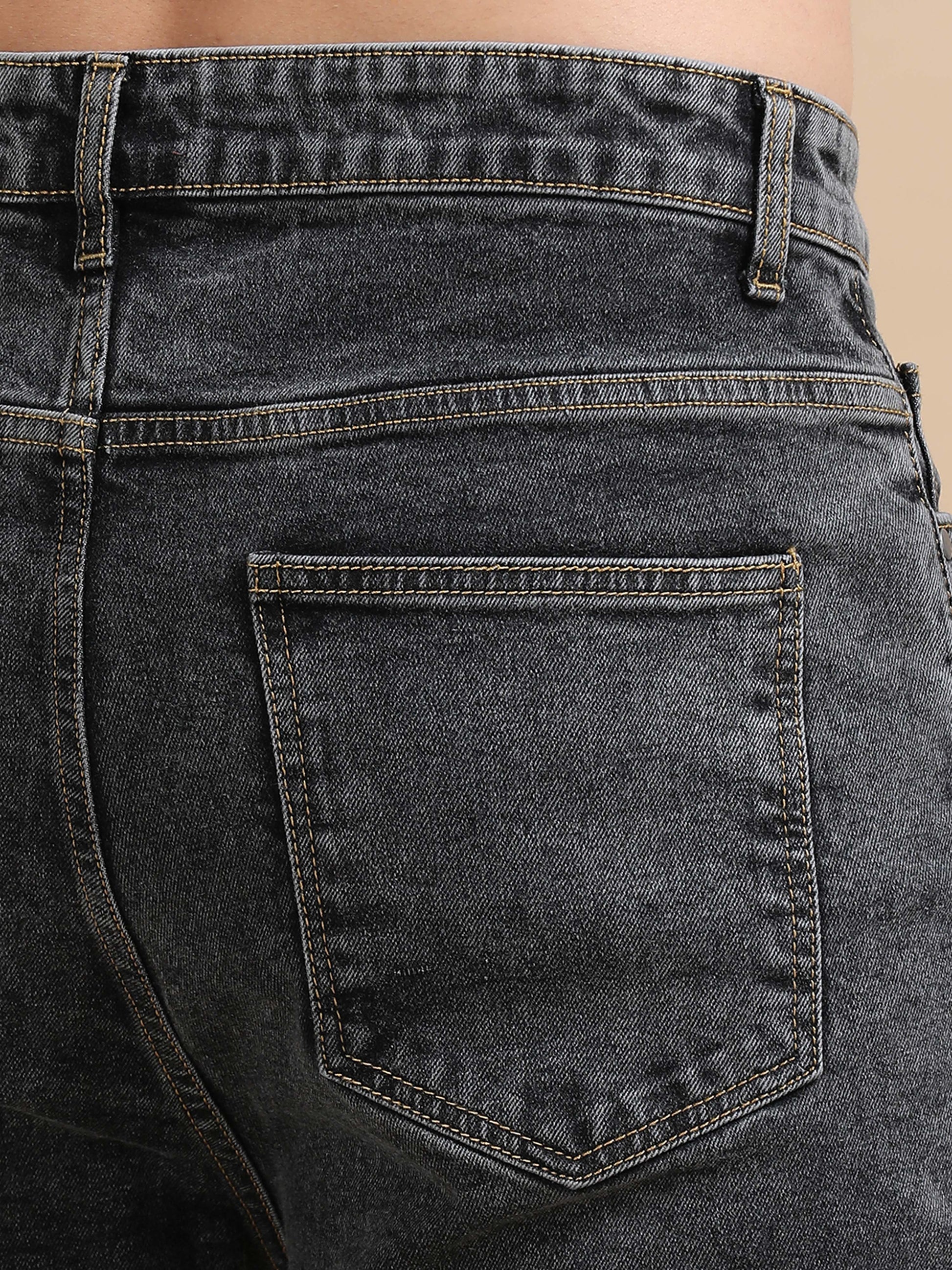 Plus Size Men Carbon Black Utility Denim Cargo Pant