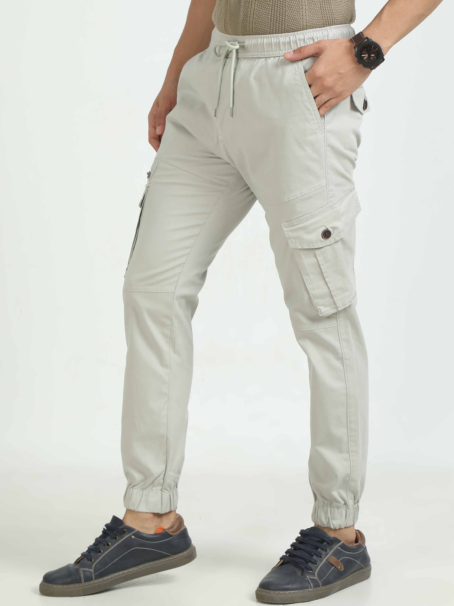 Men Zipper Cargo-Stone