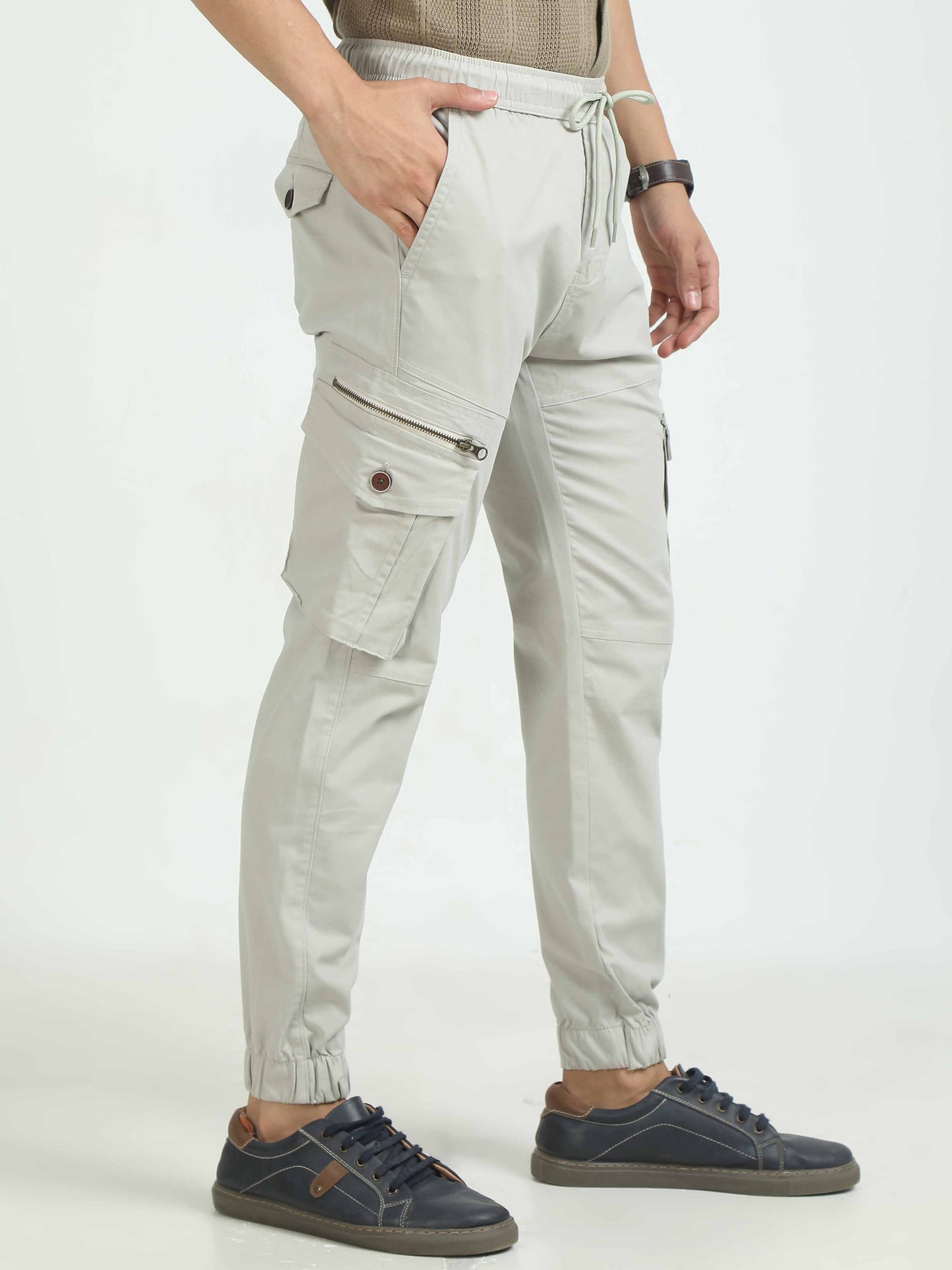 Men Zipper Cargo-Stone