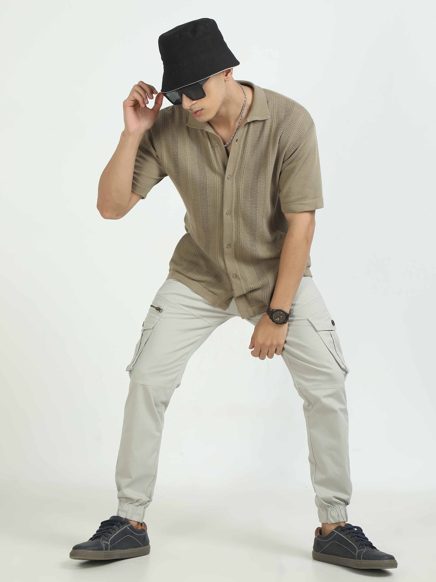 Men Zipper Cargo-Stone