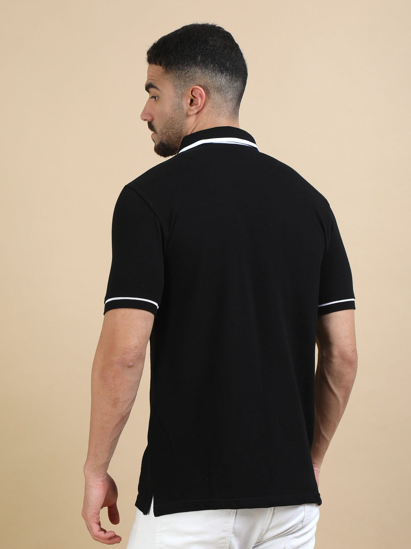 Contrast Collar Polo - Black