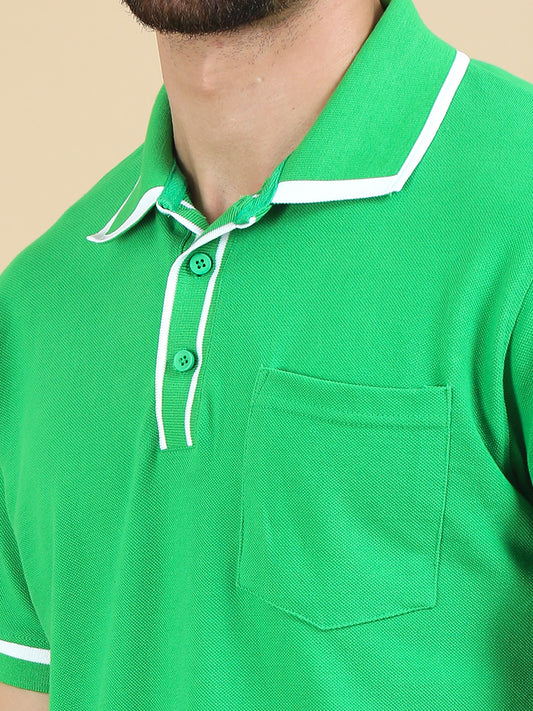 Contrast Collar Polo - Green