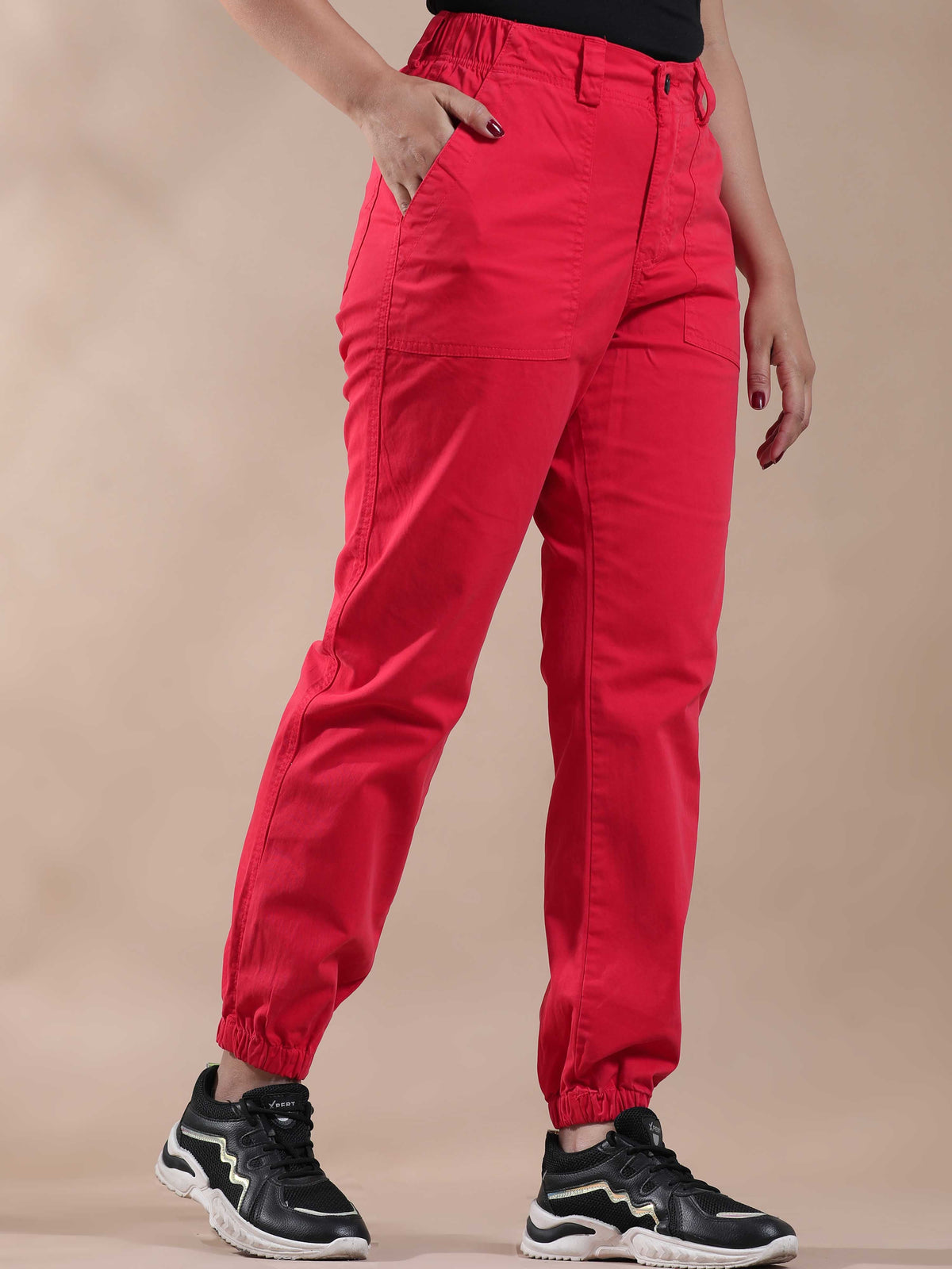Women Vintage Red Jogger Pants
