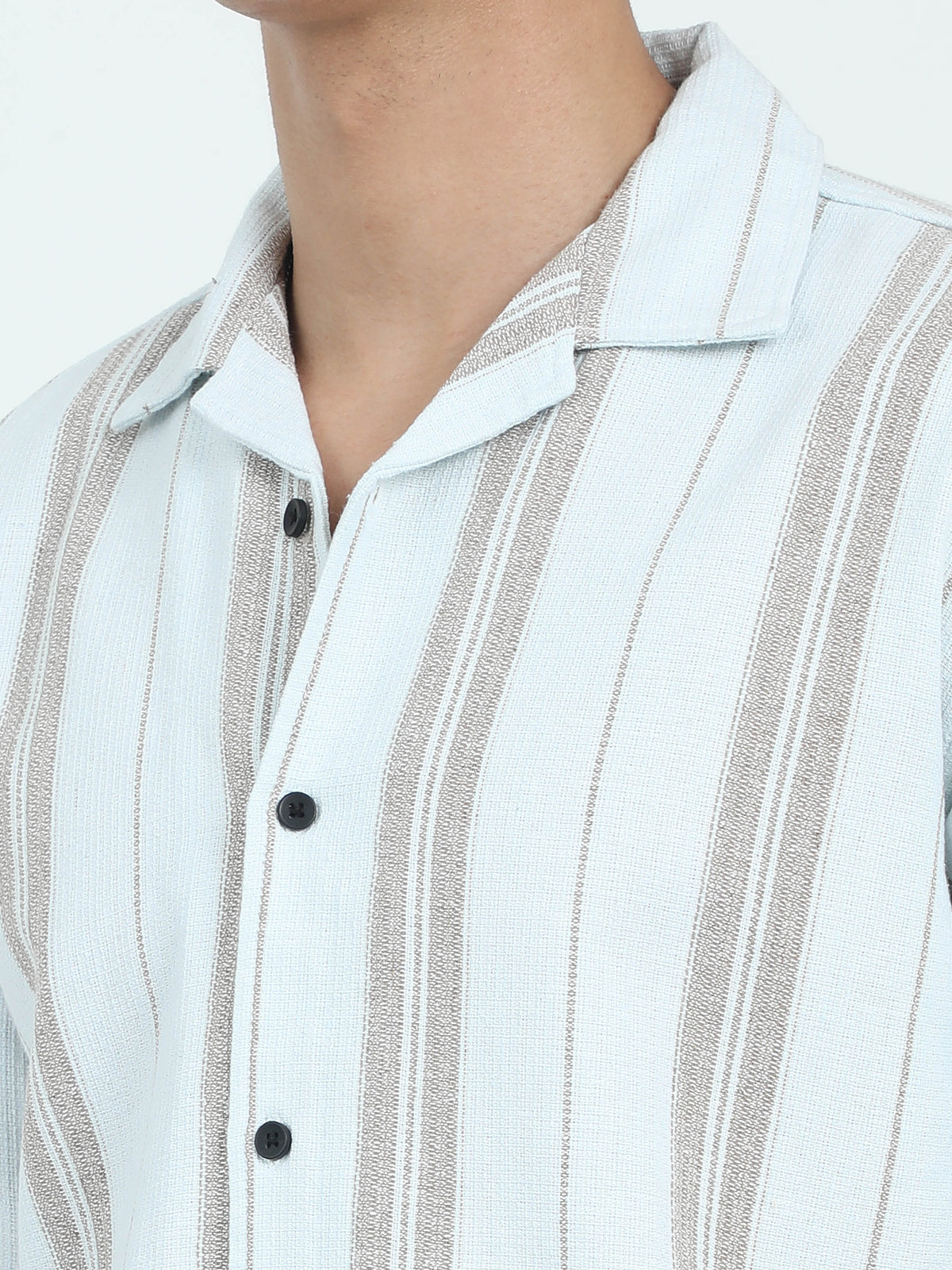 Men Striped Jacquard Oversized Shirt-Mint