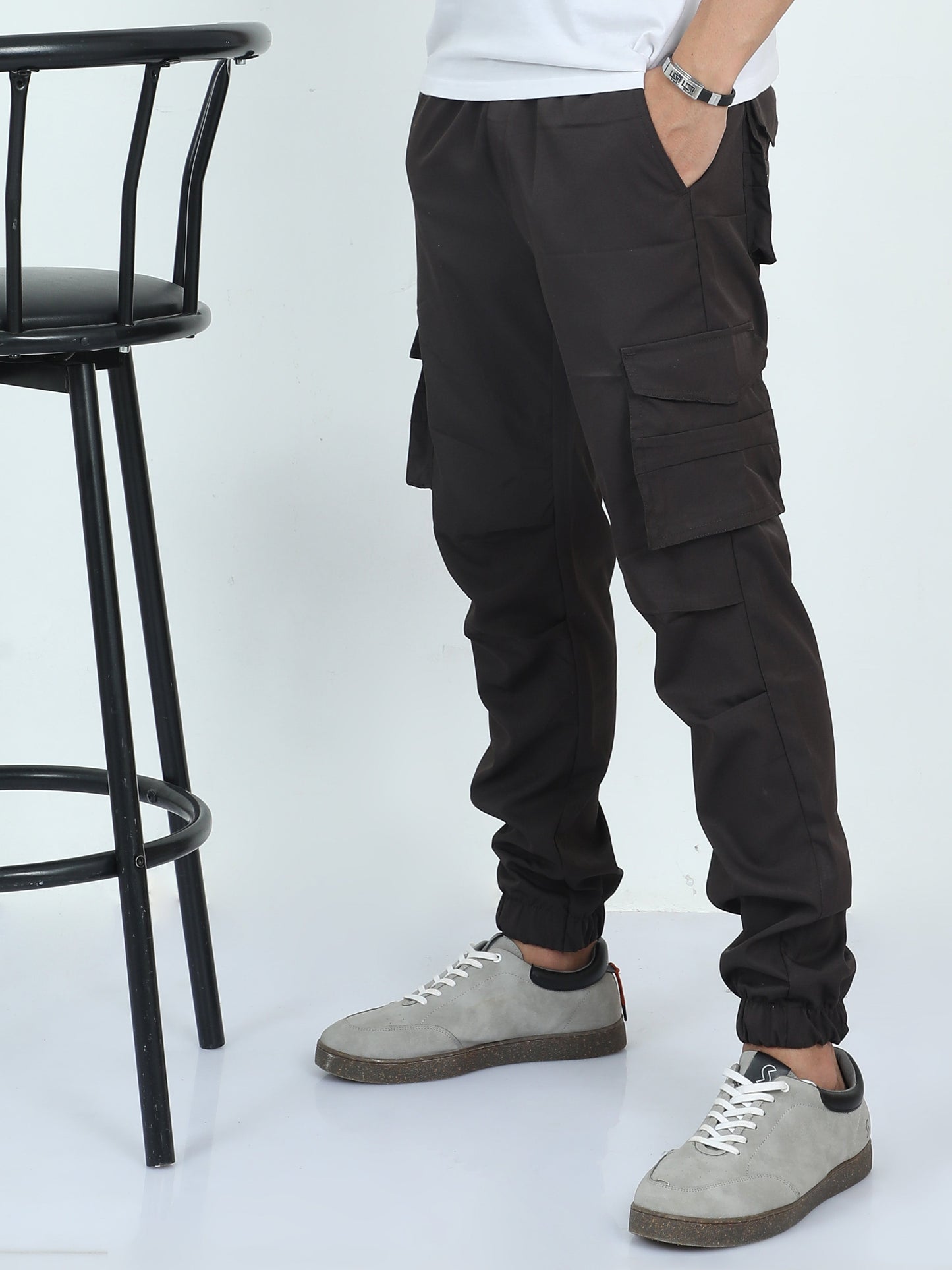 Men Street Cargo Joggers-Coffee