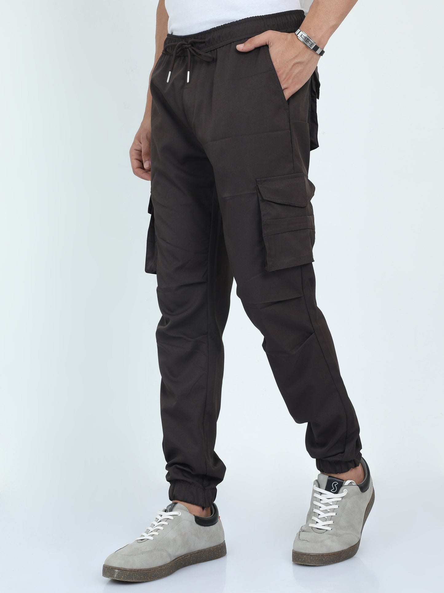 Men Street Cargo Joggers-Coffee