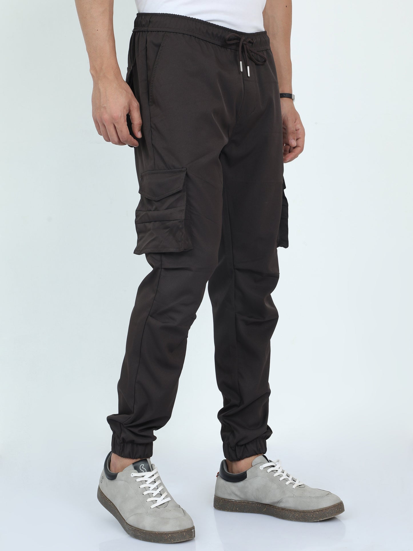 Men Street Cargo Joggers-Coffee