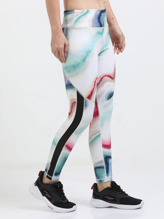 VerveFlex: Printed Legging With Mesh Panel Ankle length