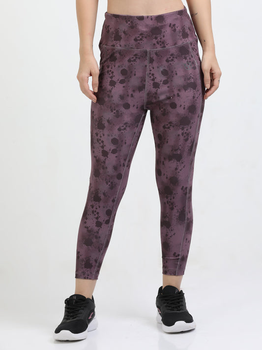 Sculptsonic: Wine Splatter printed legging - Ankle Length