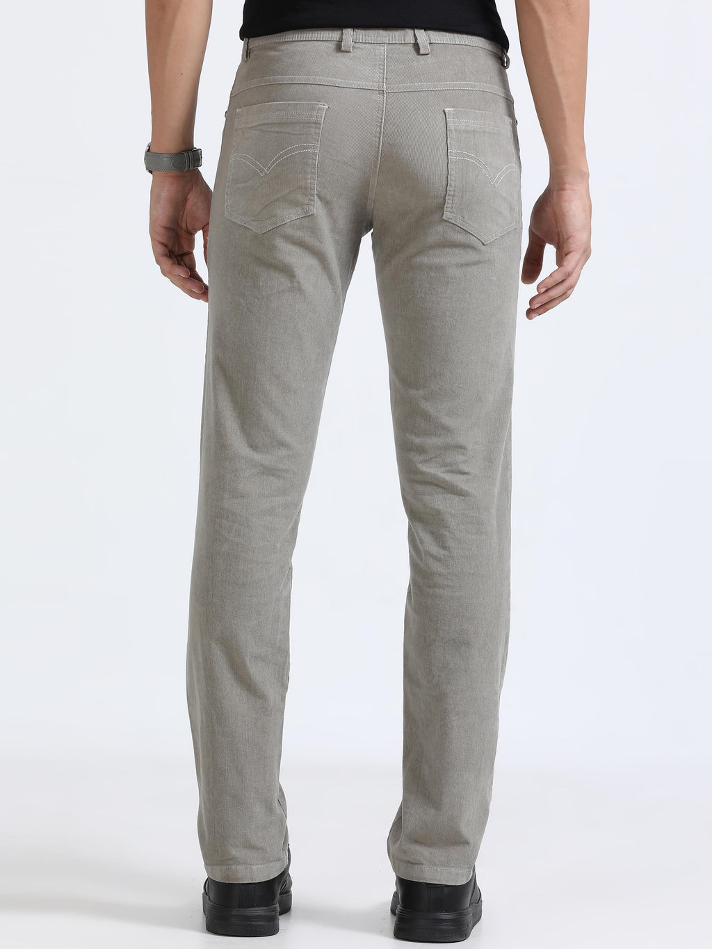 Men Corduroy Trousers-Light Grey
