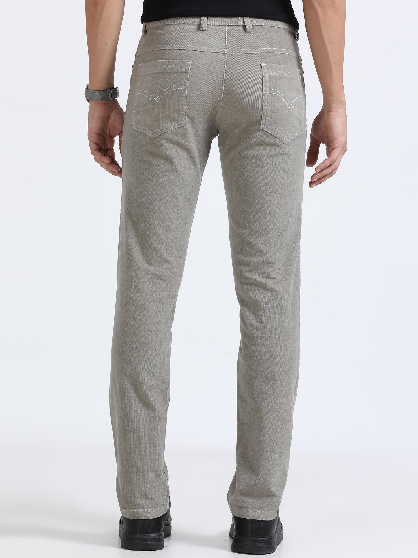 Men Corduroy Trousers-Light Grey