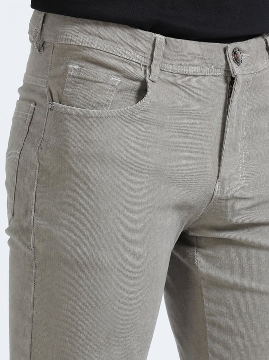 Men Corduroy Trousers-Light Grey