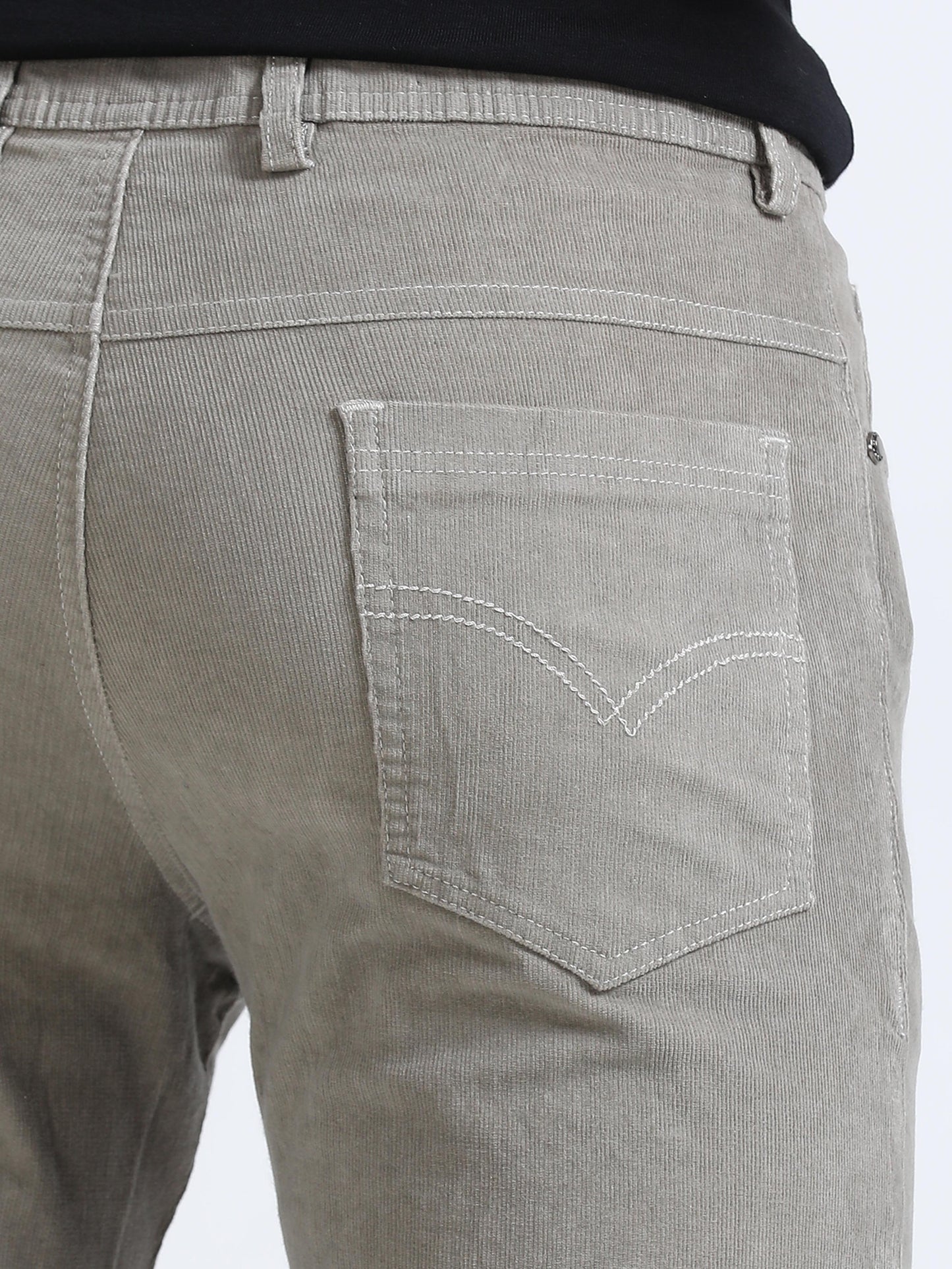 Men Corduroy Trousers-Light Grey