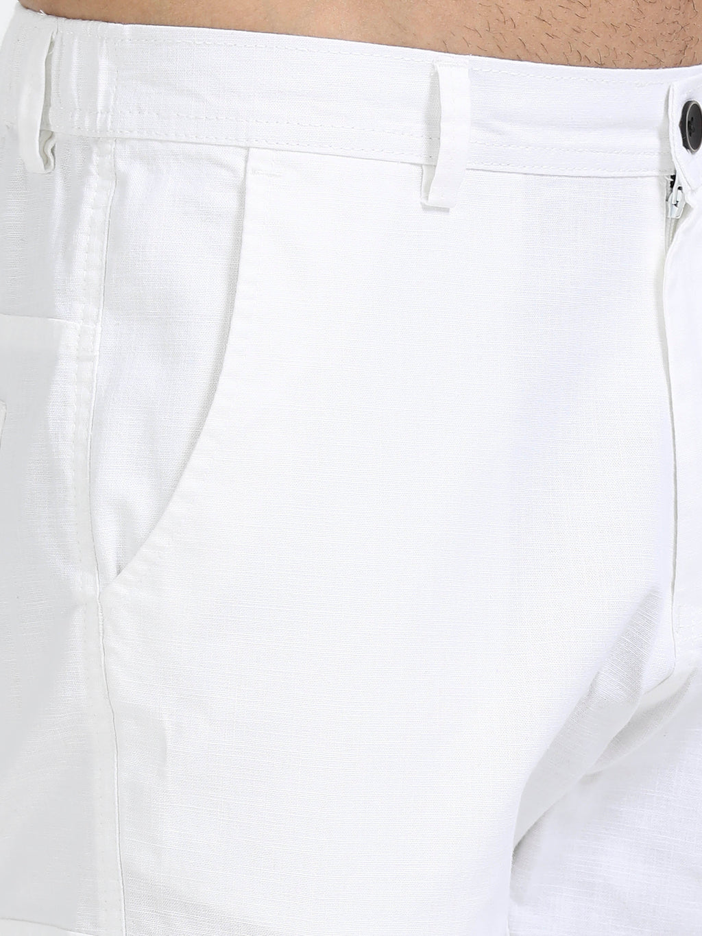 Men Lazy Linen Utility Cargo-White