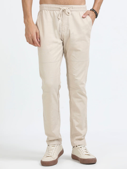 Men Linen Traveller Pant-Beige