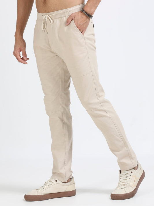 Men Linen Traveller Pant-Beige