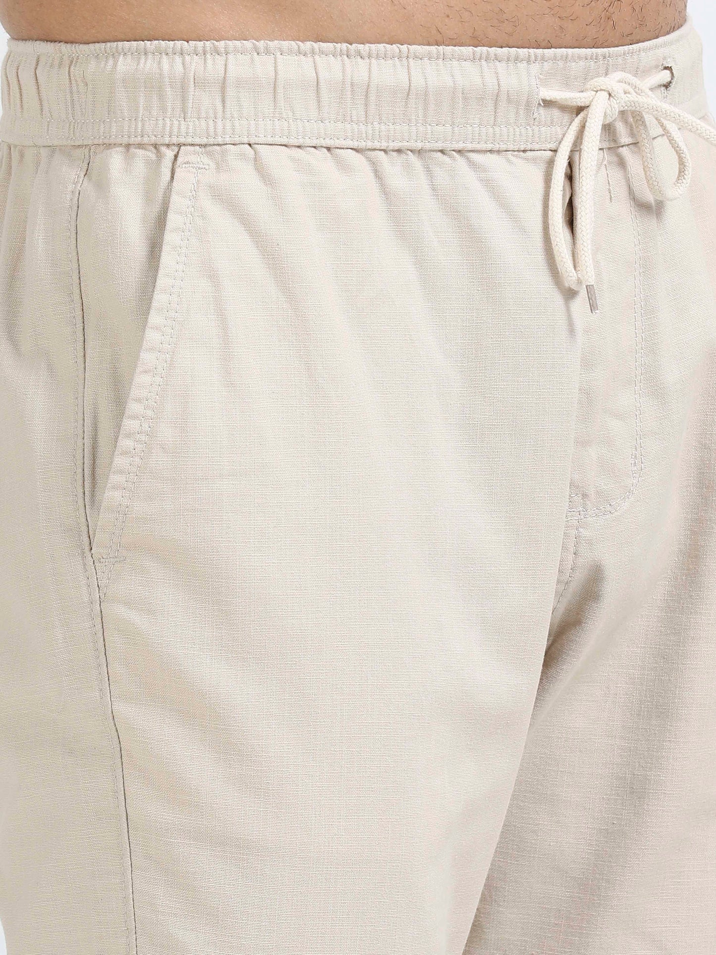 Men Linen Traveller Pant-Beige