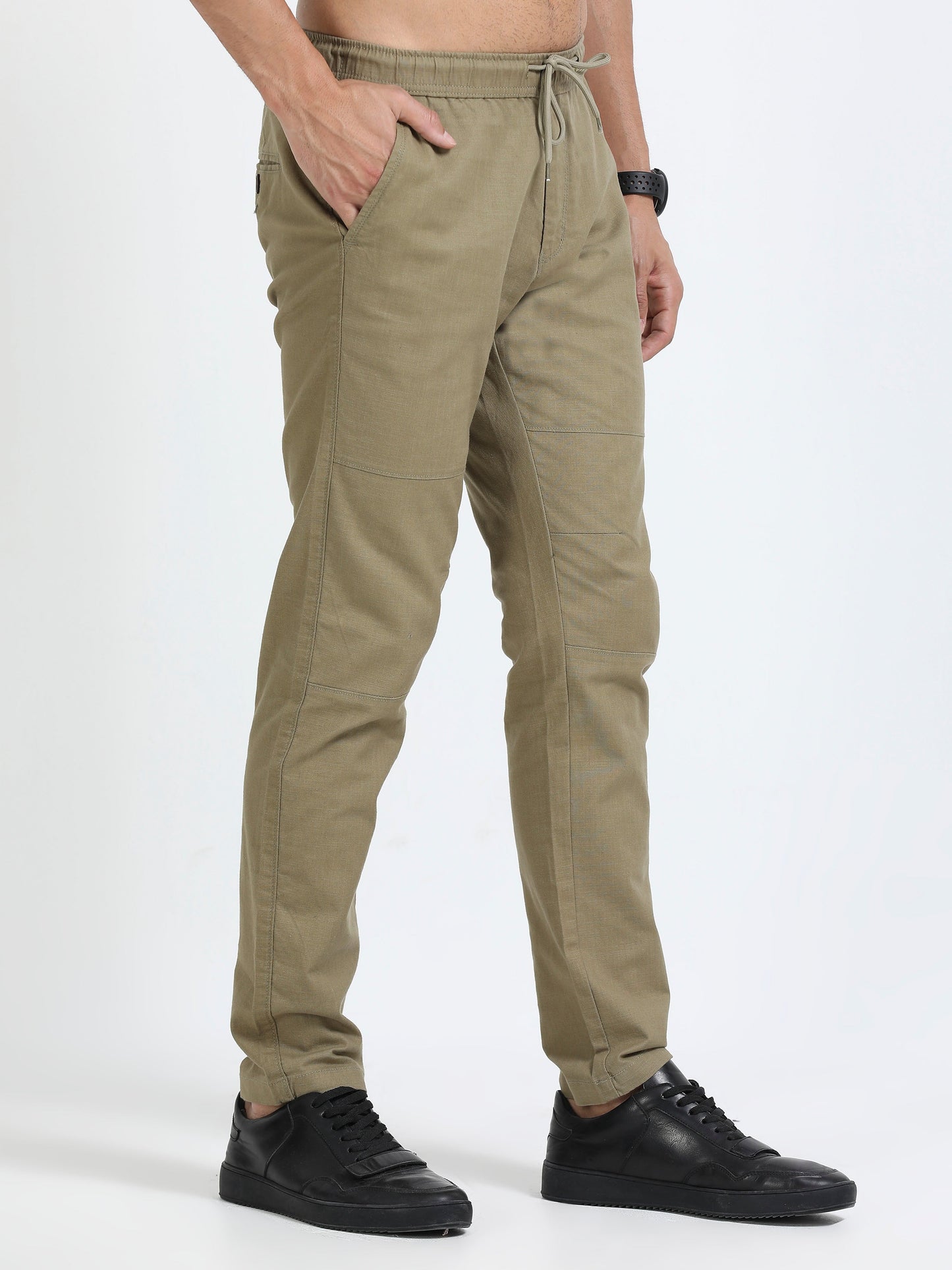Men Linen Traveller Pant-Lt Olive