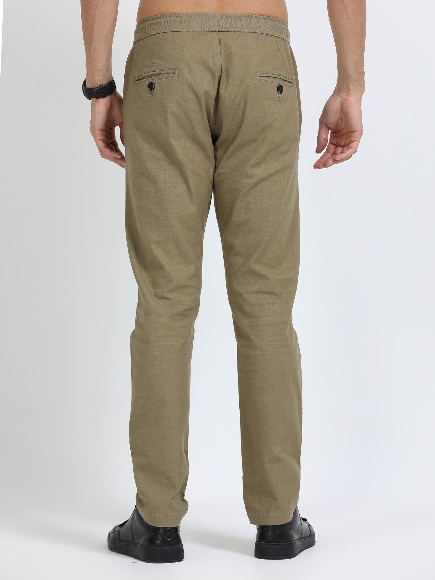 Men Linen Traveller Pant-Lt Olive