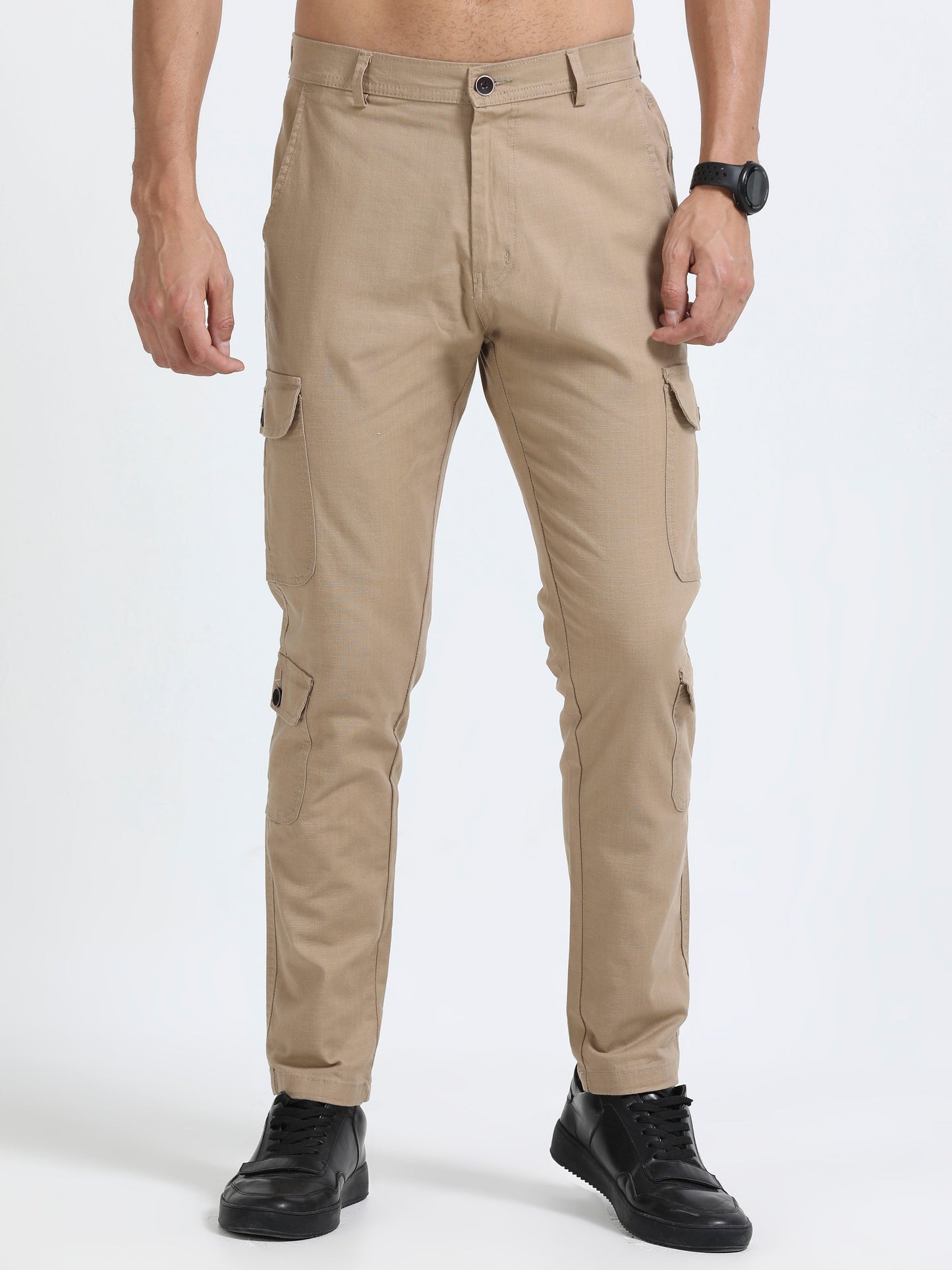 Men Lazy Linen Utility Cargo-Camel