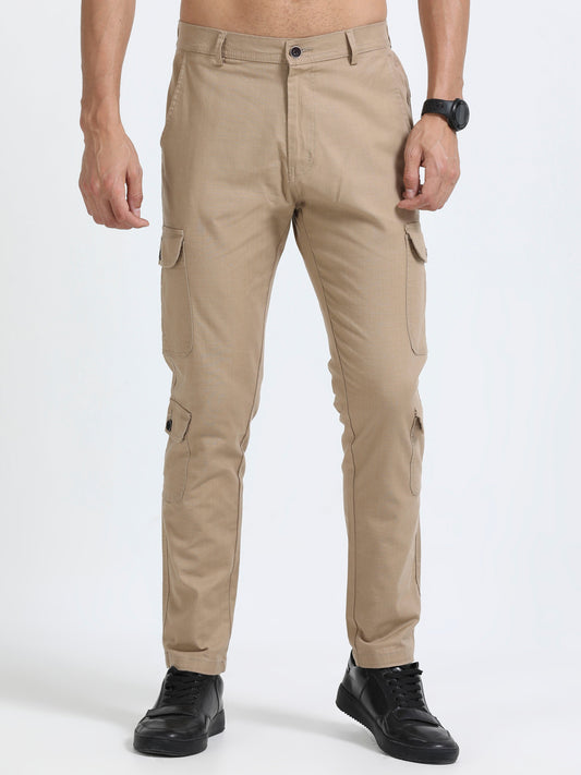 Men Lazy Linen Utility Cargo-Camel