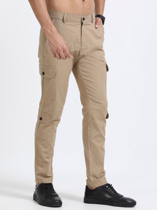 Men Lazy Linen Utility Cargo-Camel
