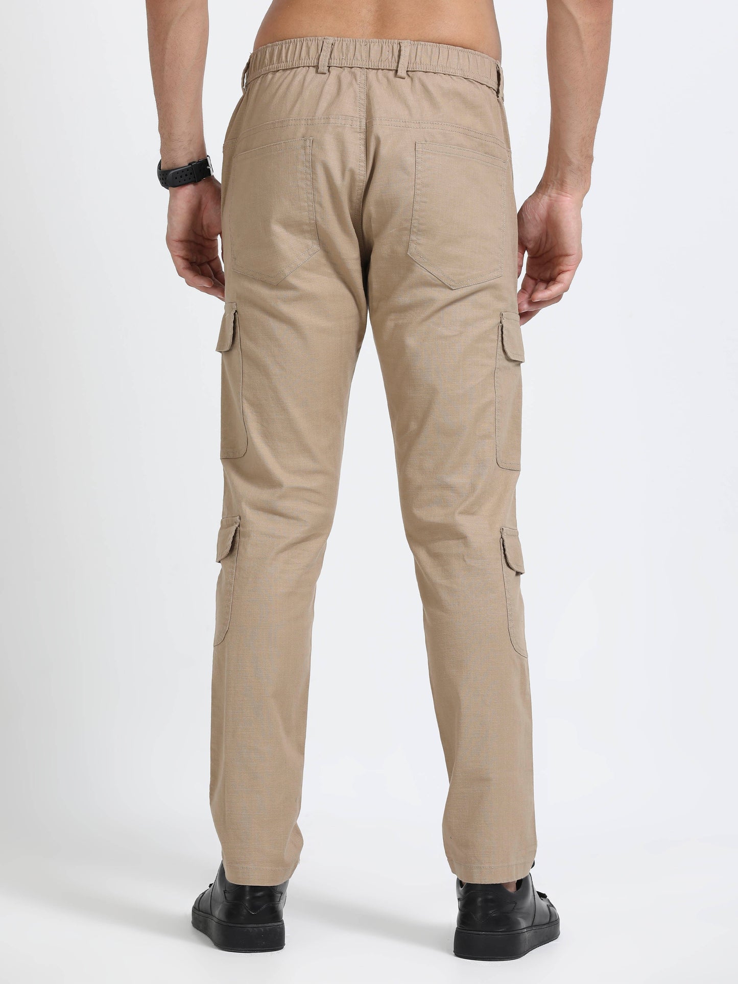Men Lazy Linen Utility Cargo-Camel