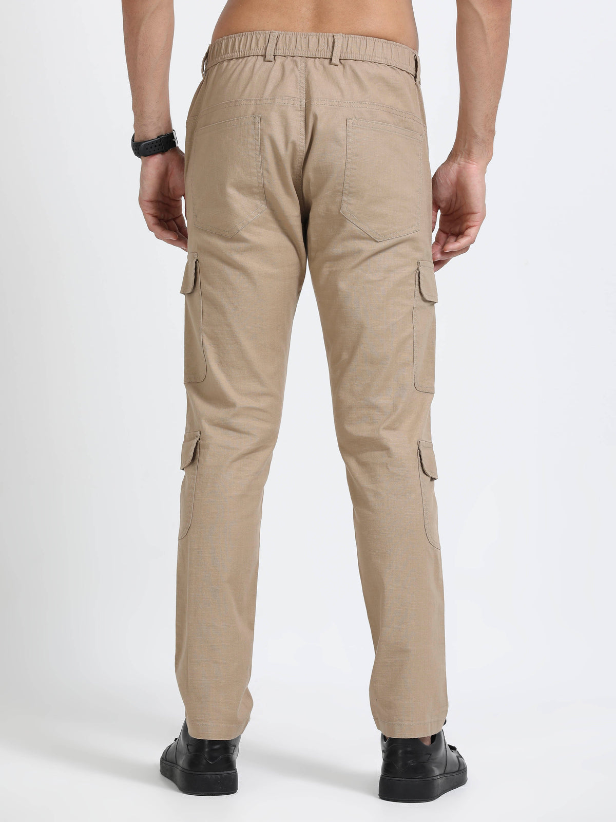 Men Lazy Linen Utility Cargo-Camel