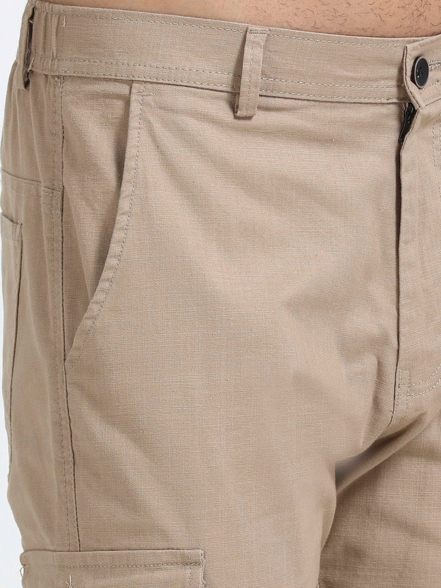 Men Lazy Linen Utility Cargo-Camel