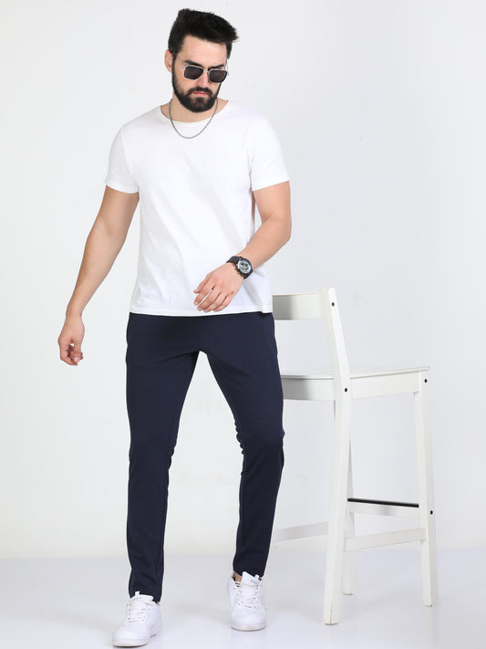 Men Navy Stretchy Peanut Joggers
