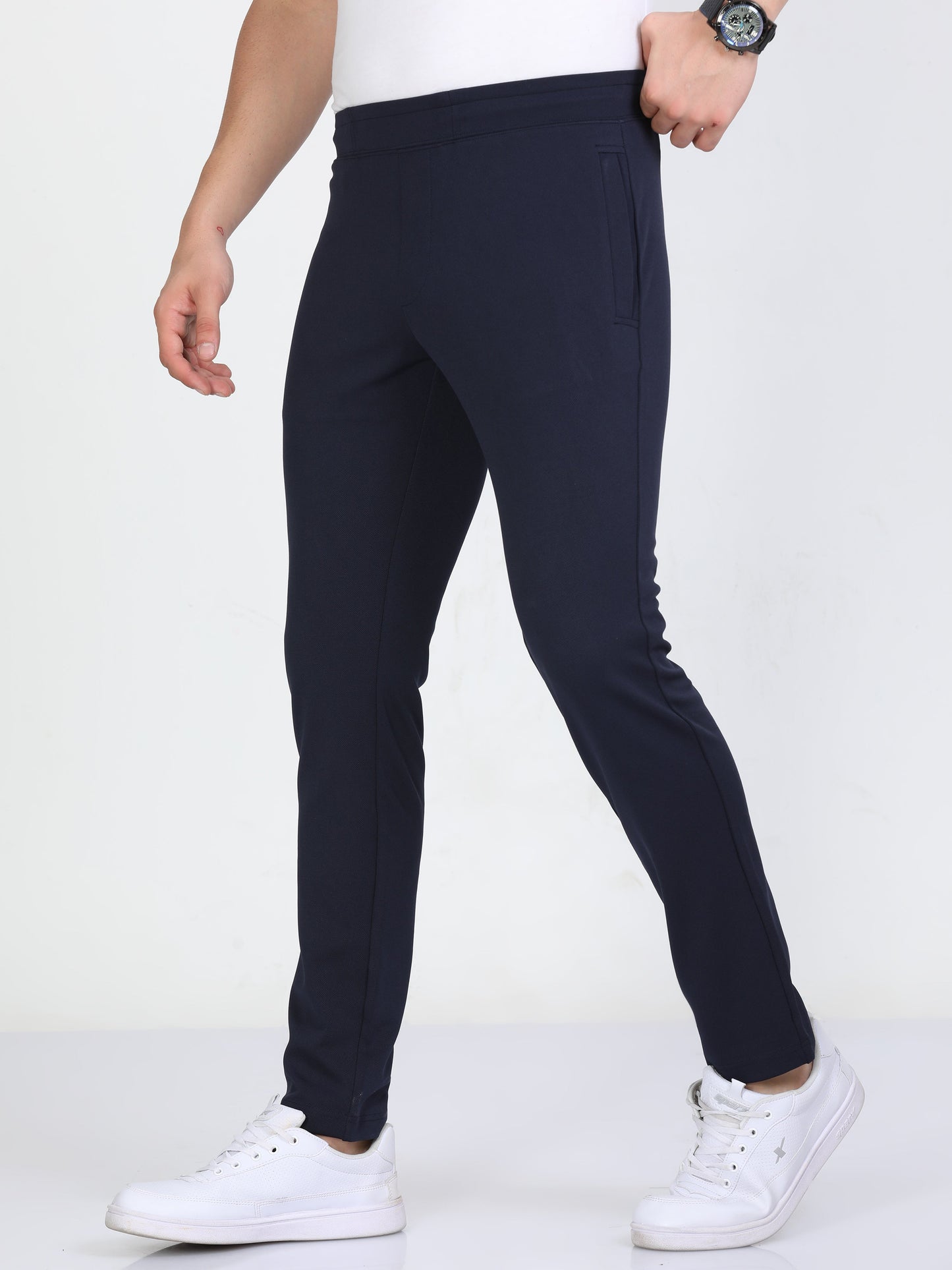 Men Navy Stretchy Peanut Joggers