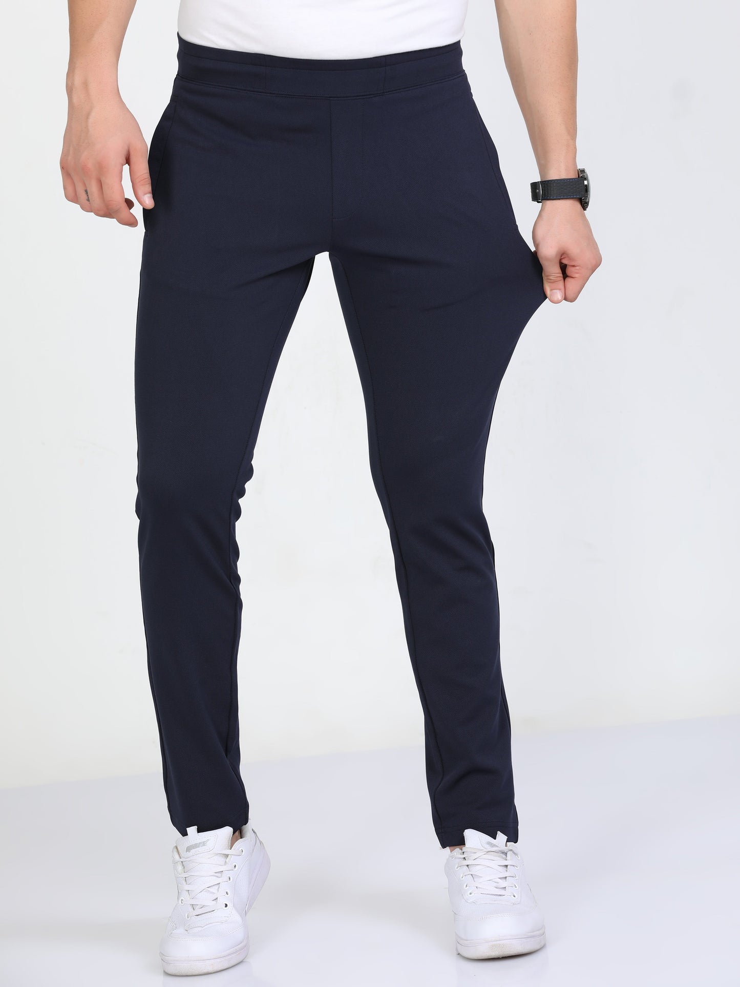 Men Navy Stretchy Peanut Joggers