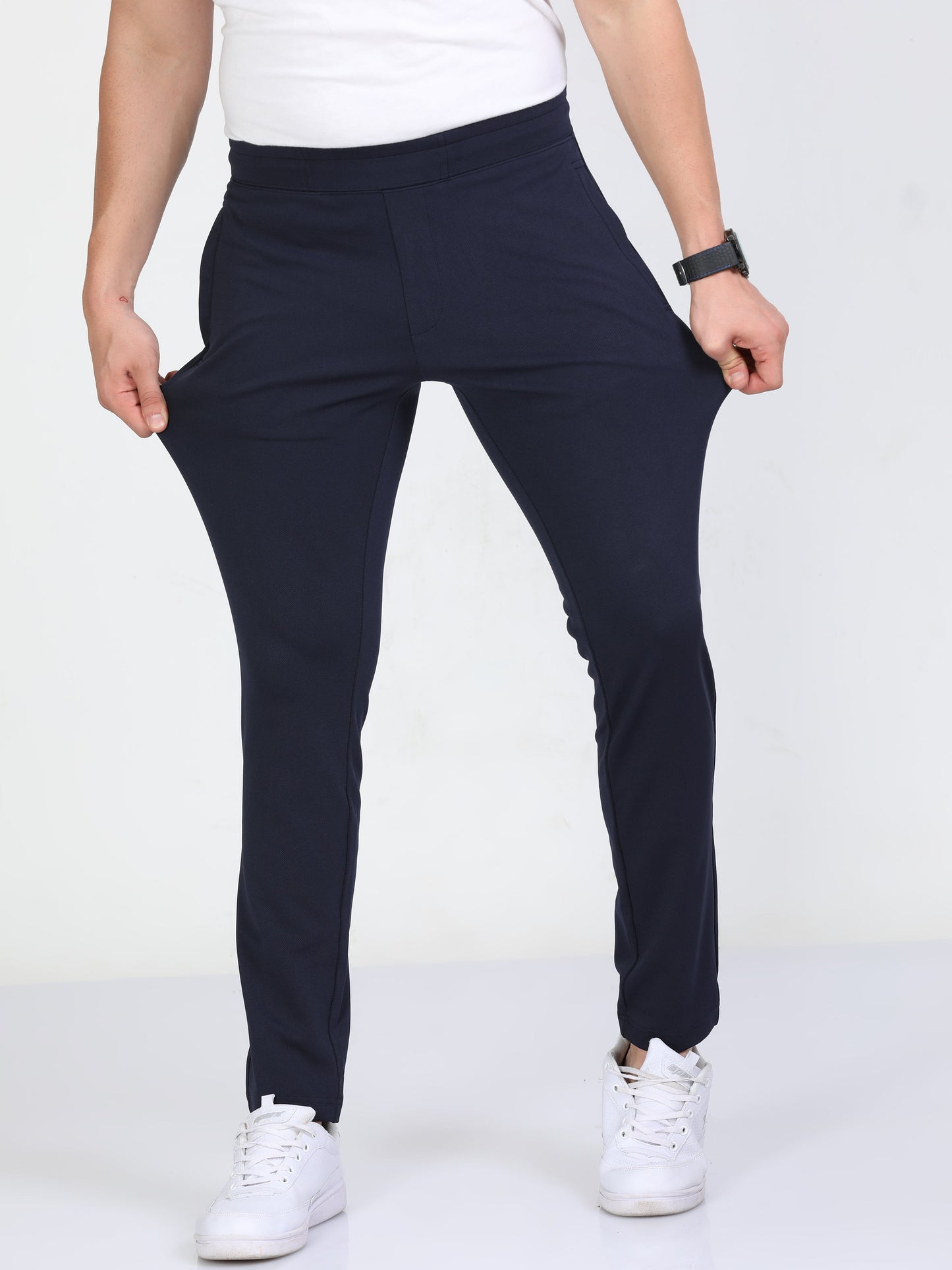 Men Navy Stretchy Peanut Joggers