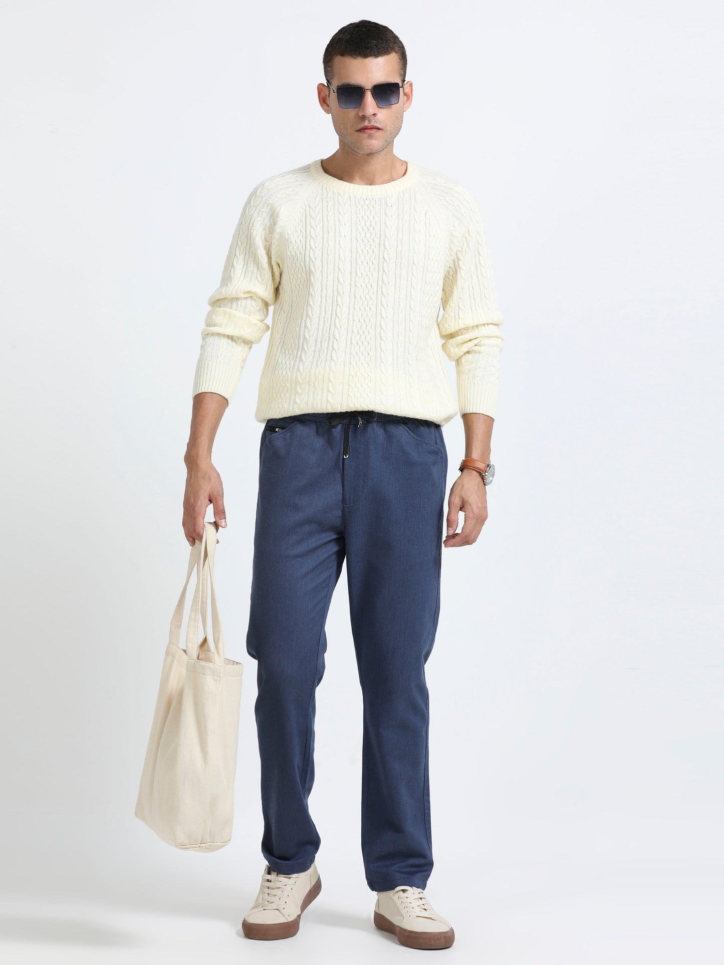 Men Relaxed Airport Traveller Trouser-Navy