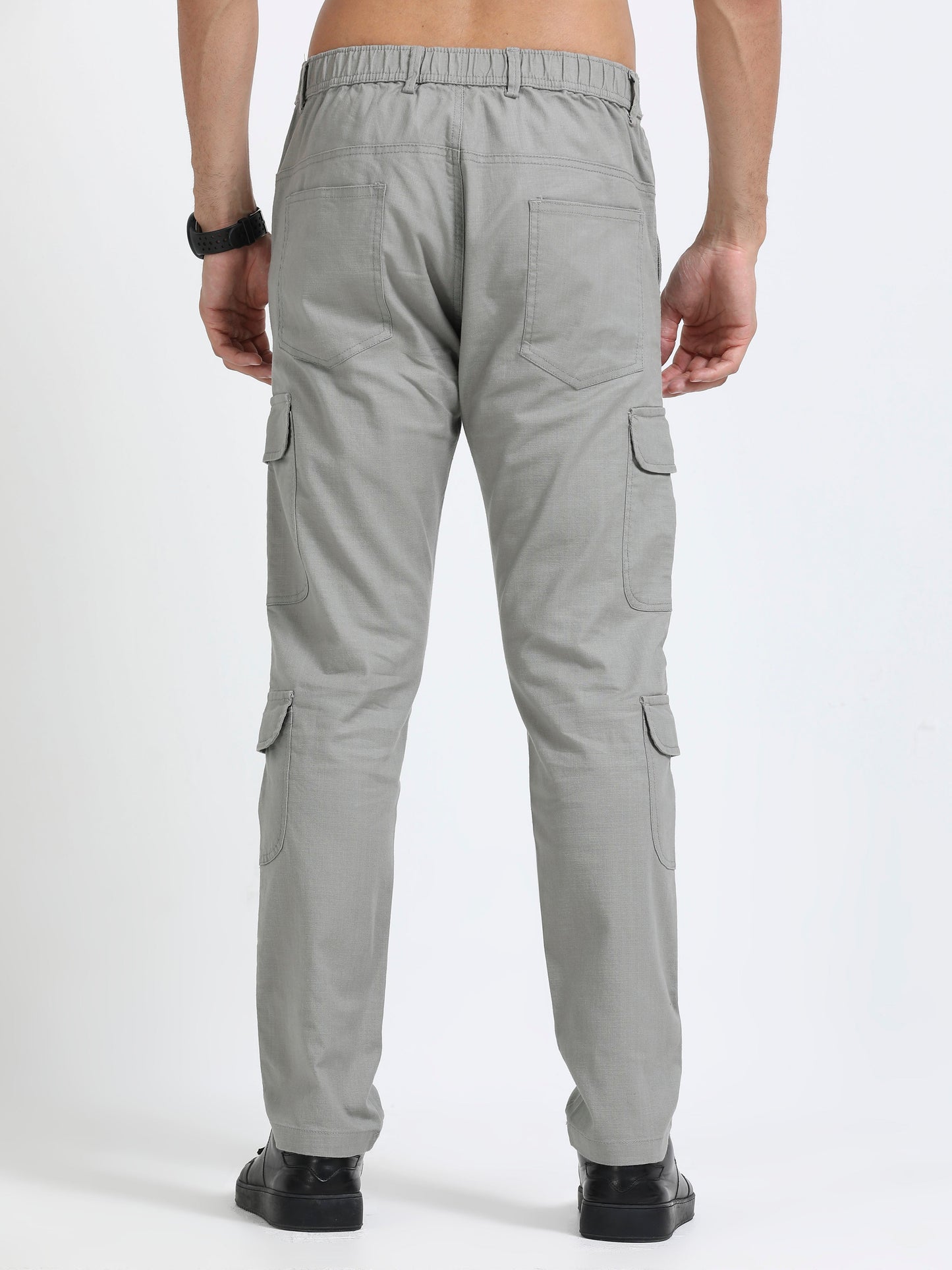 Men Lazy Linen Utility Cargo-Lt Grey