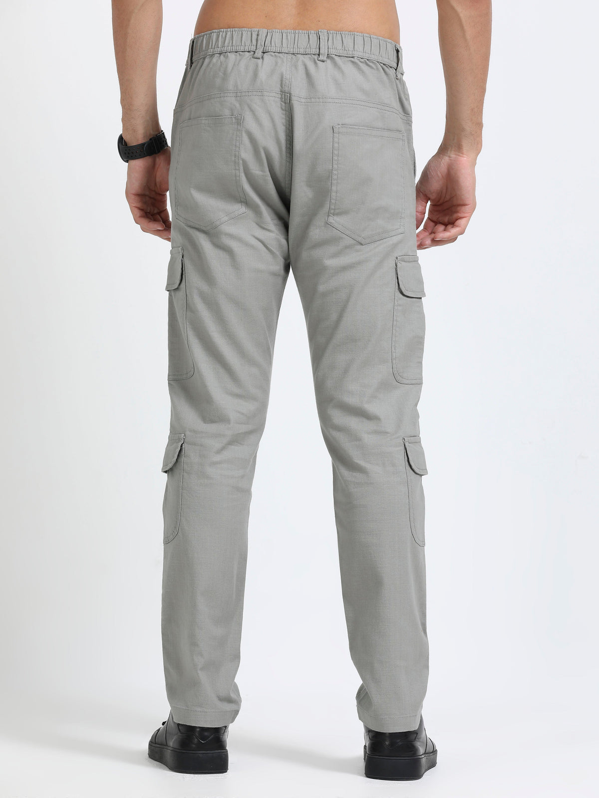 Men Lazy Linen Utility Cargo-Lt Grey