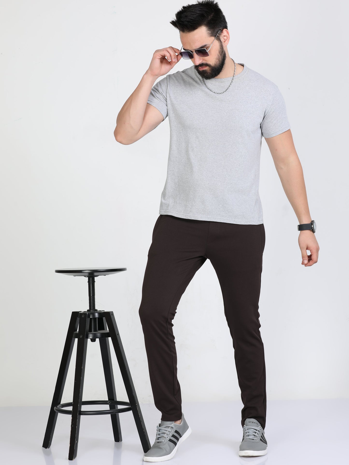 Men Brown Stretchy Peanut Joggers