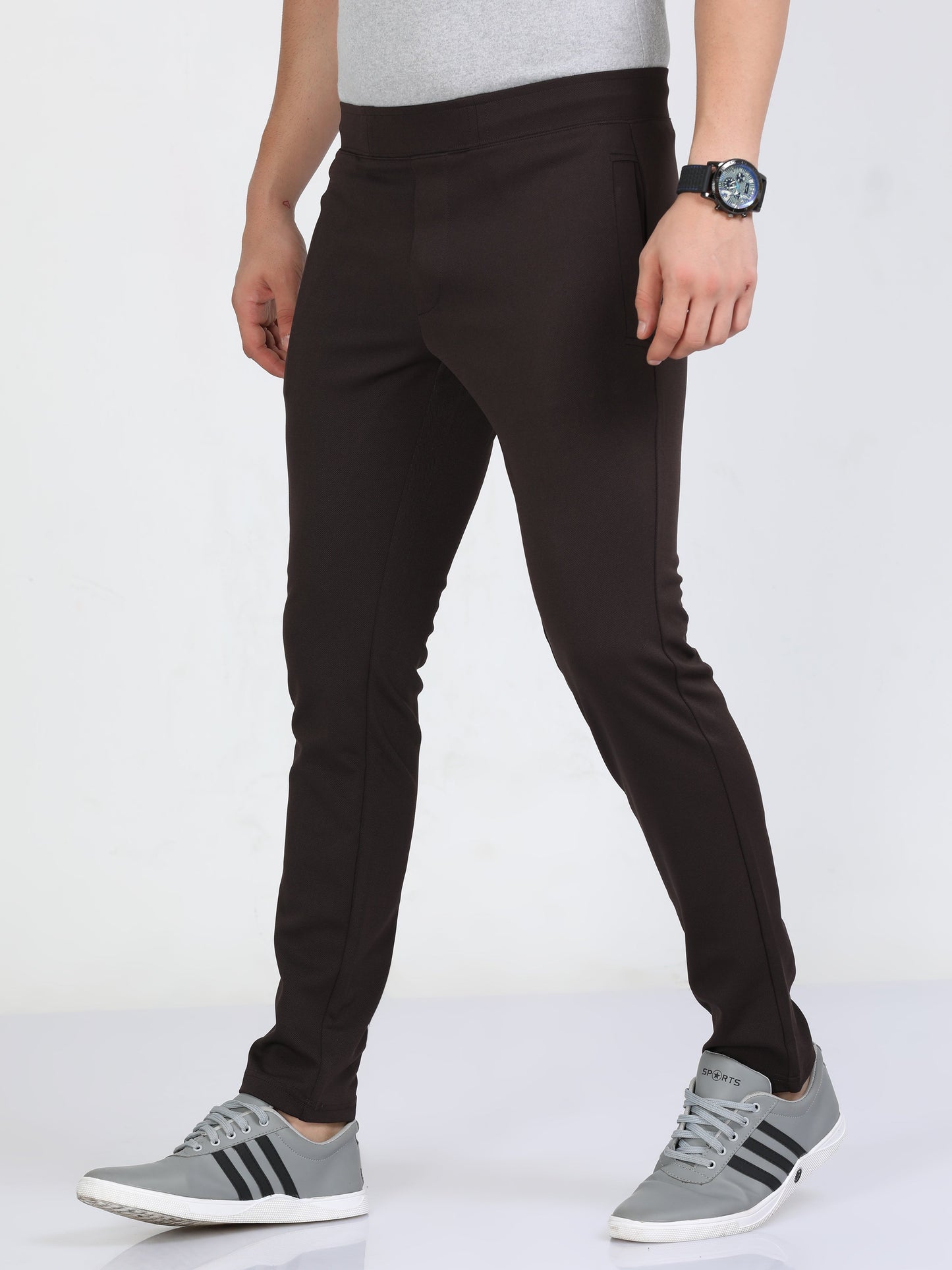Men Brown Stretchy Peanut Joggers
