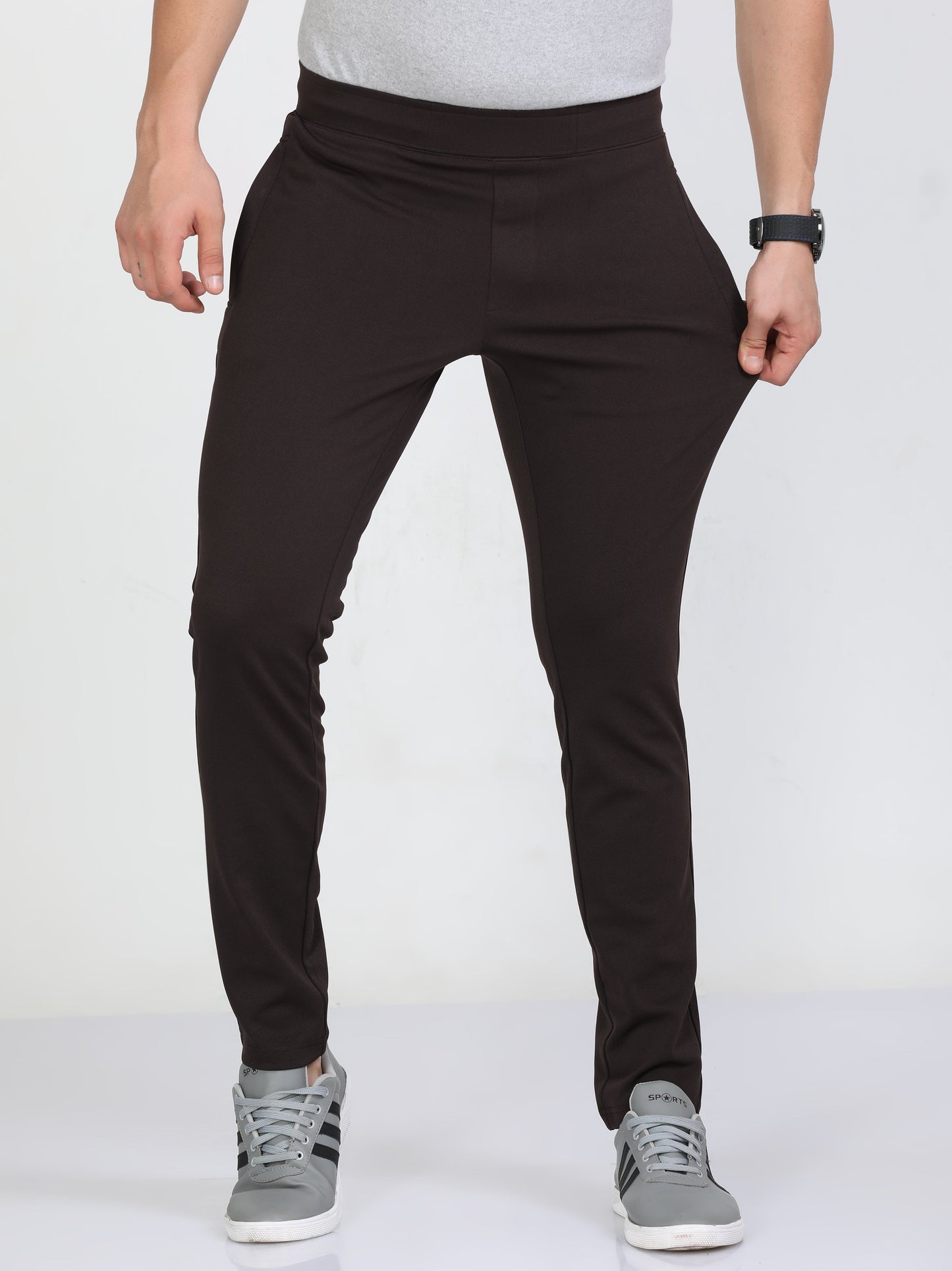 Men Brown Stretchy Peanut Joggers