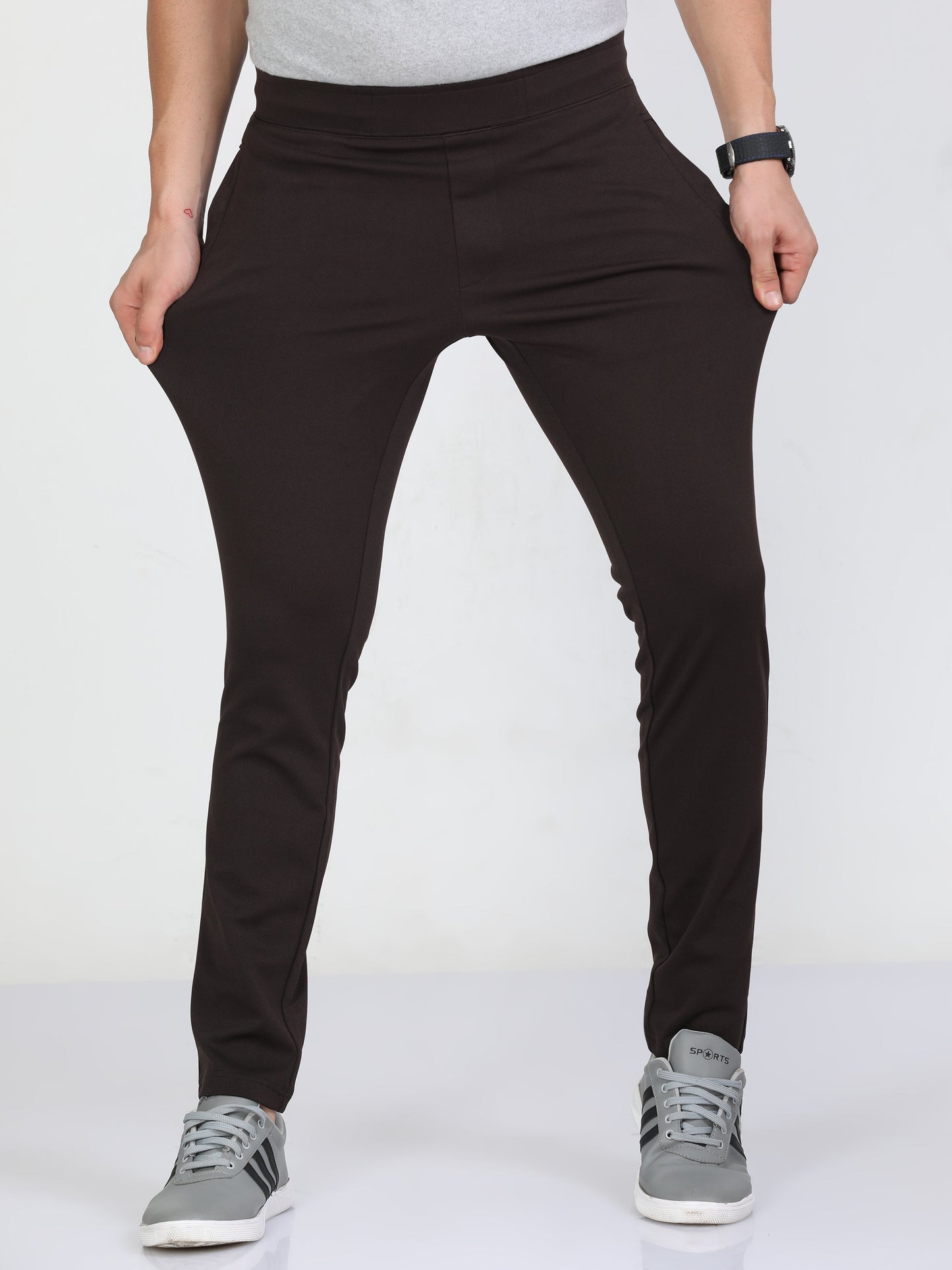 Men Brown Stretchy Peanut Joggers