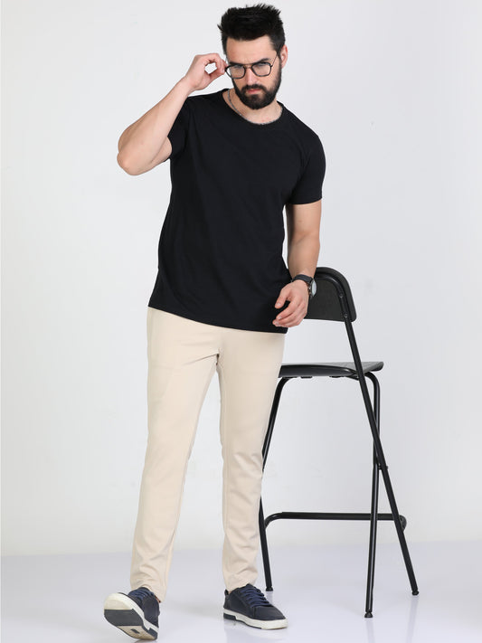 Men Beige Stretchy Peanut Joggers