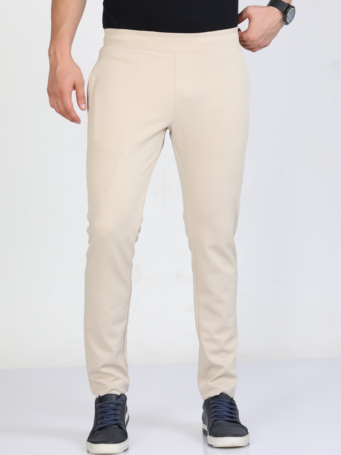 Men Beige Stretchy Peanut Joggers