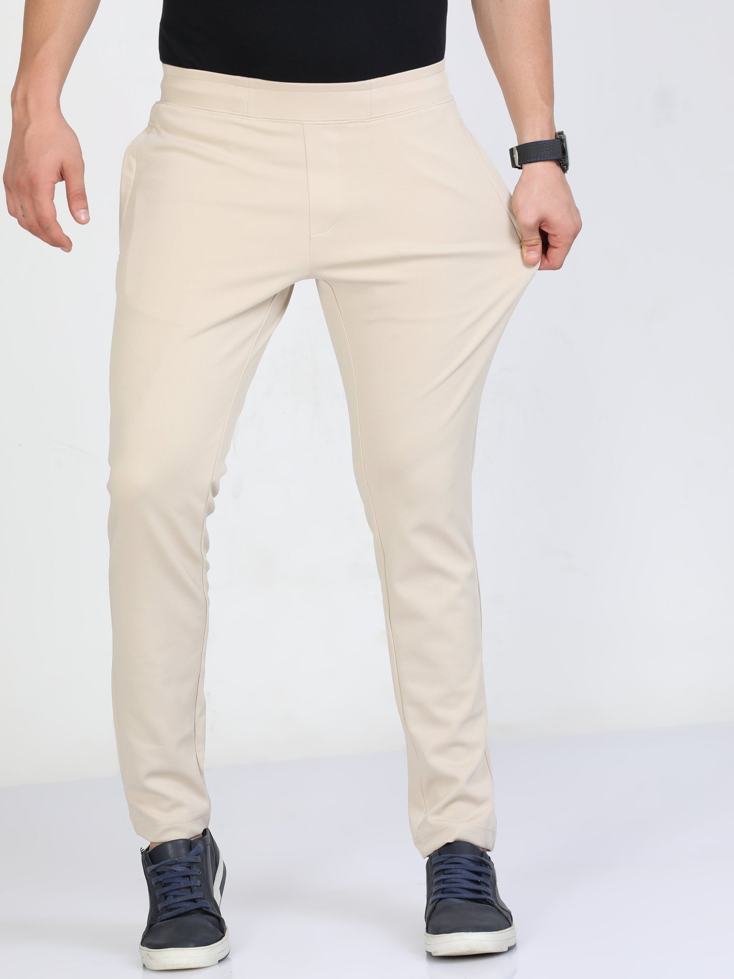 Men Beige Stretchy Peanut Joggers