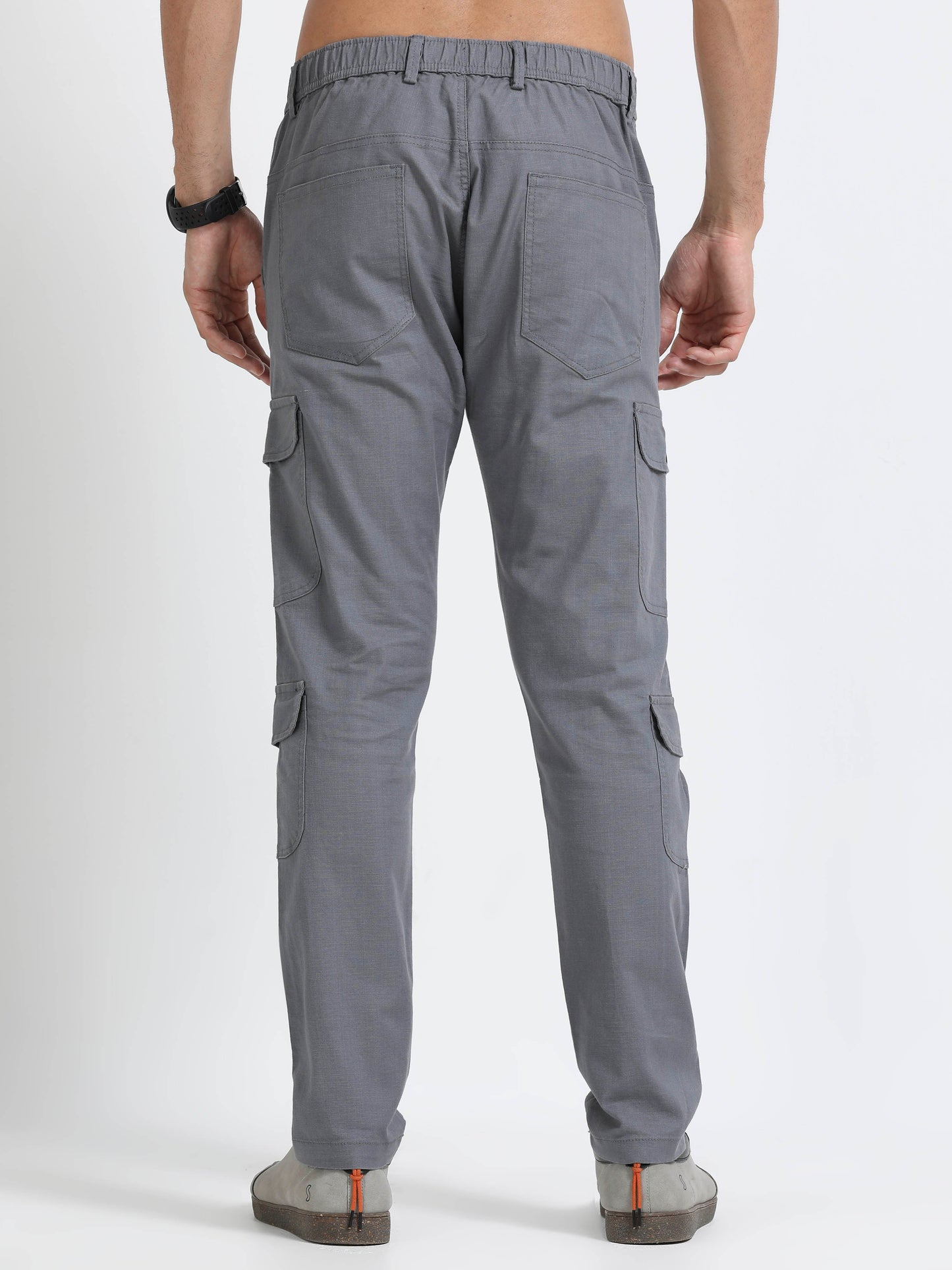 Men Lazy Linen Utility Cargo-Grey