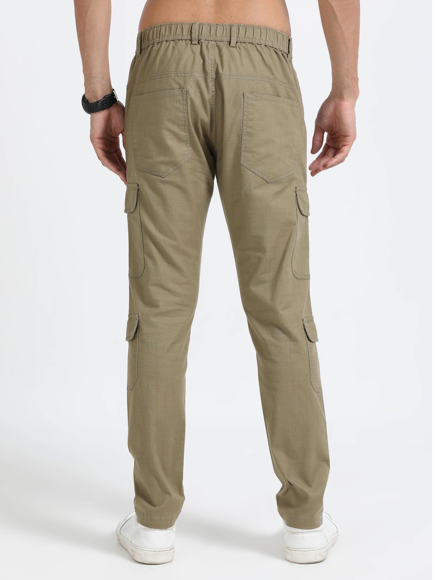 Men Lazy Linen Utility Cargo-Lt Green